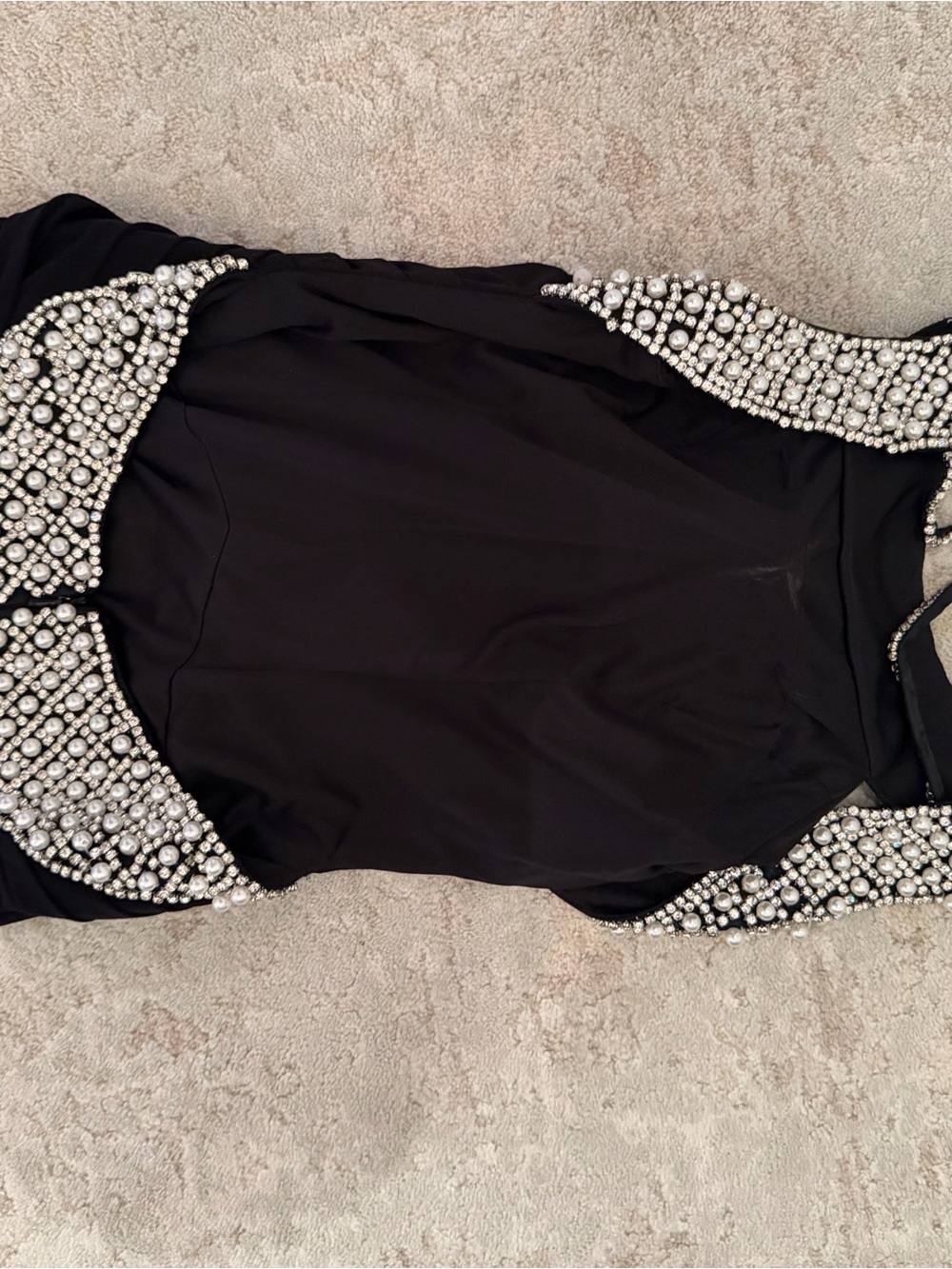 Sherri Hill Black Maxi Dress with Beaded Collar - Picture 7 of 8